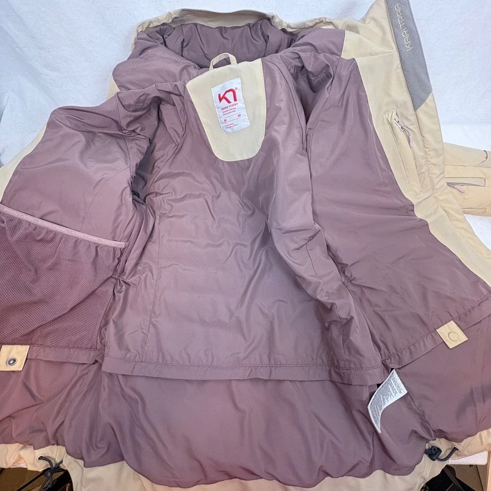 Kari Traa Women Ragnhild Down Ski Jacket Cream Hooded Puffer Medium EUC